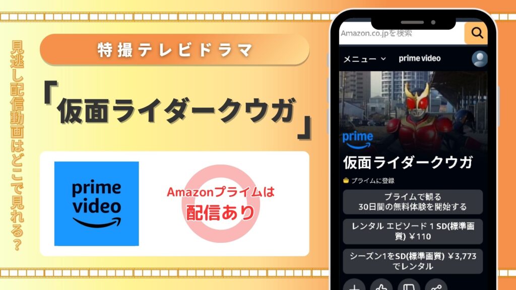 特撮テレビドラマ「仮面ライダークウガ」Amazonプライムビデオ