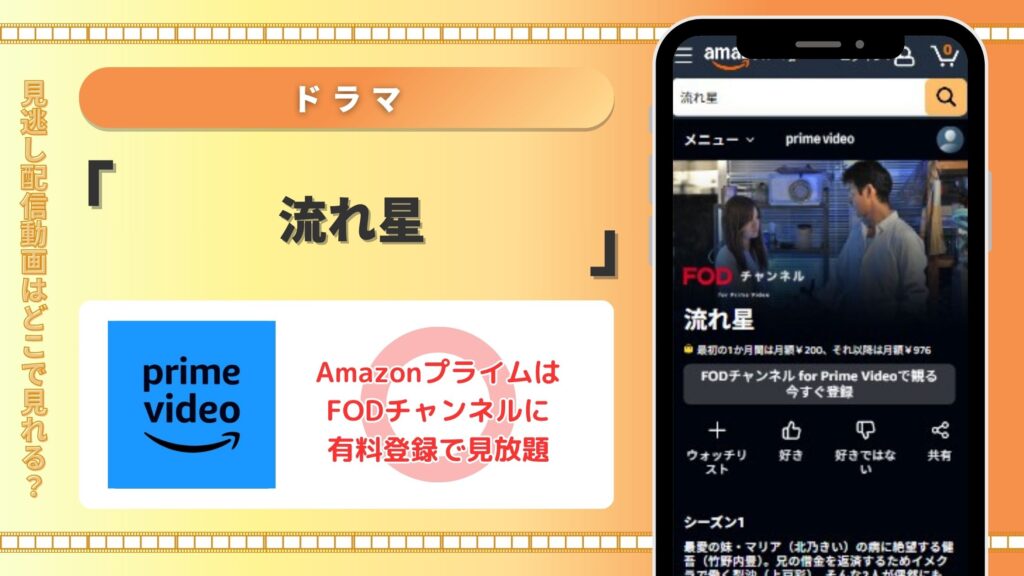 ドラマ「流れ星」はアマゾンプライムで動画配信あり!