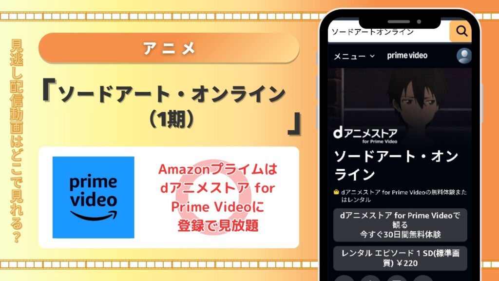 アニメ「ソードアート・オンライン(1期)」はAmazonプライムビデオ(アマプラ)で動画配信あり