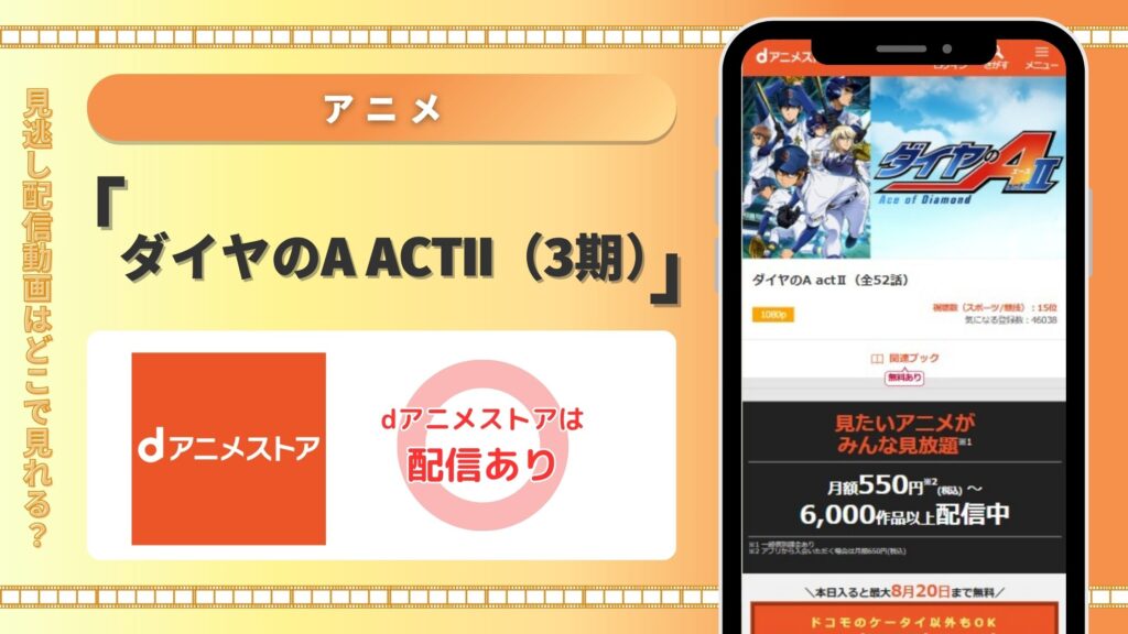 アニメダイヤのA actII(3期)配信dアニメストア無料視聴