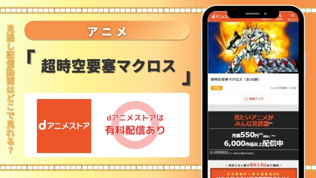 アニメ「超時空要塞マクロス」はdアニメストアで全話視聴できる