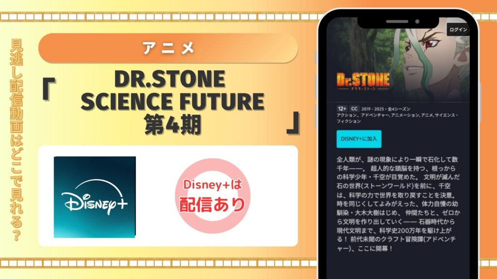 ディズニープラス アニメ Dr.STONE SCIENCE FUTURE(第4期)配信