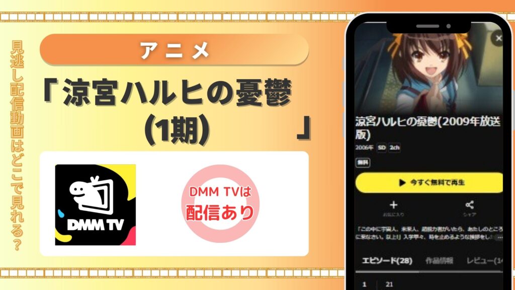 【30日間無料】DMM TVの見放題でアニメ「涼宮ハルヒの憂鬱（1期）」を視聴