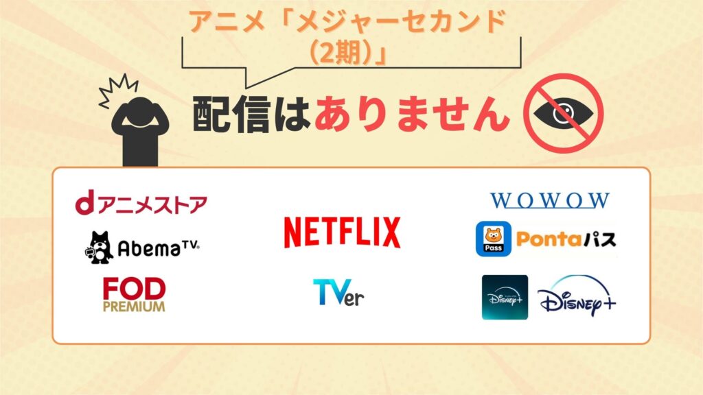 アニメ「メジャーセカンド(2期)」Netflix(ネットフリックス)配信なし