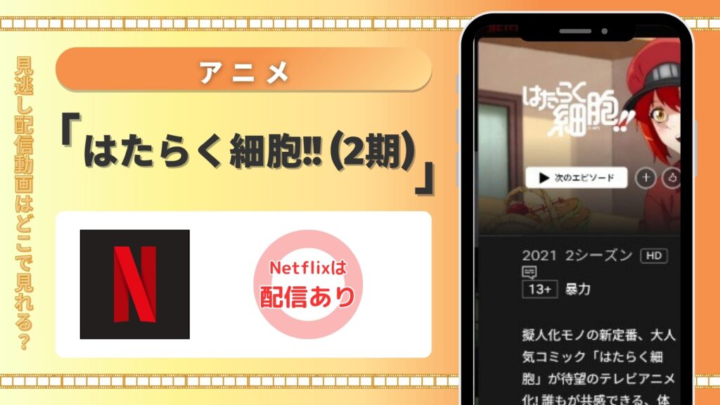 Netflix(ネトフリ)でアニメ「はたらく細胞!!(2期)」の配信あり