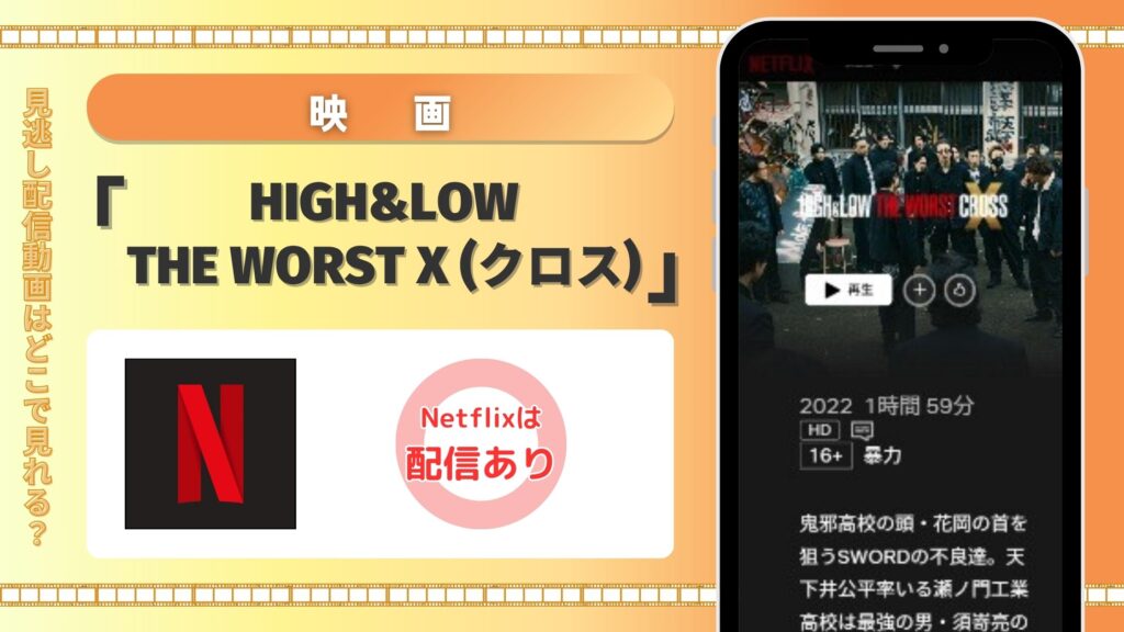 Netflixで映画「HiGH&LOW THE WORST X」の配信はある?