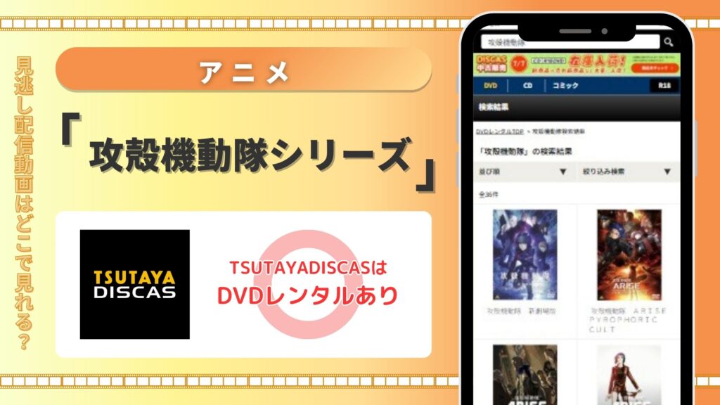 【30日間無料】TSUTAYA DISCASのDVDレンタルでアニメ「攻殻機動隊」シリーズを視聴