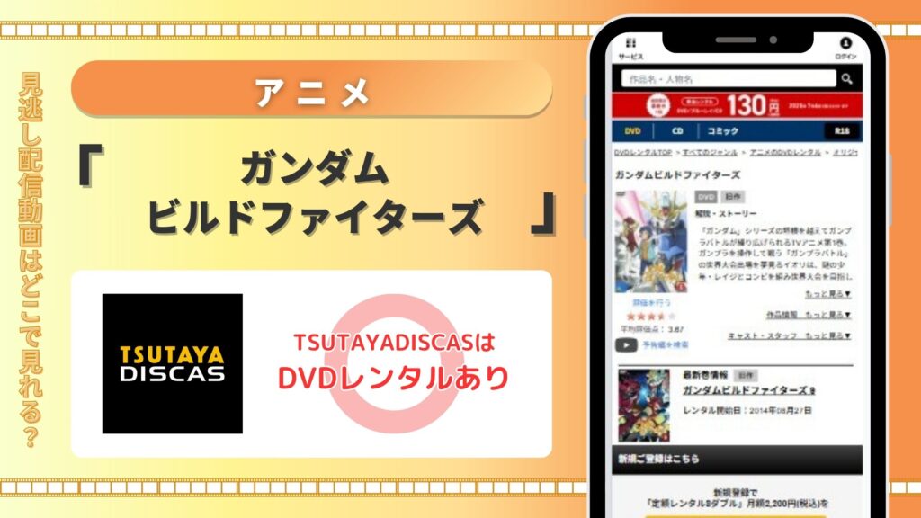 【30日間無料】TSUTAYA DISCASのDVDレンタルでアニメ「ガンダムビルドファイターズ」を視聴