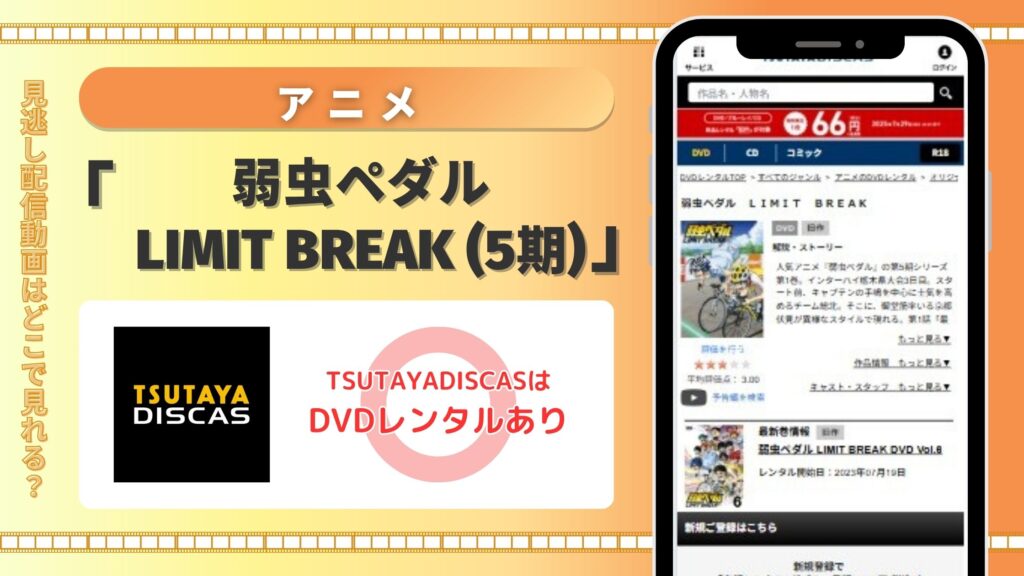 【30日間無料】TSUTAYA DISCASのDVDレンタルでアニメ「弱虫ペダル LIMIT BREAK(5期)」を視聴