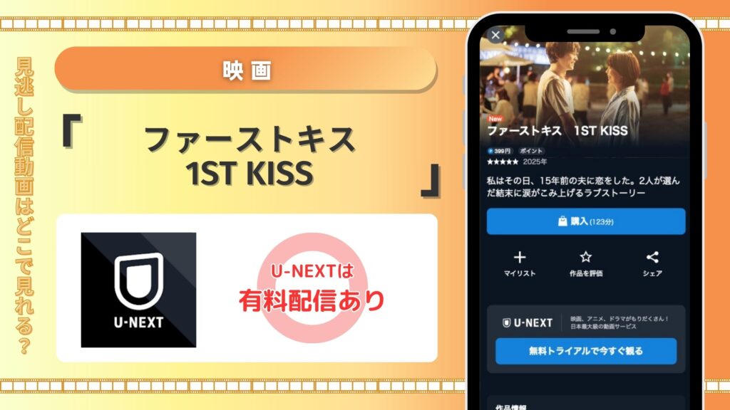 U-NEXT 映画 ファーストキス 1ST KISS 動画配信 無料視聴
