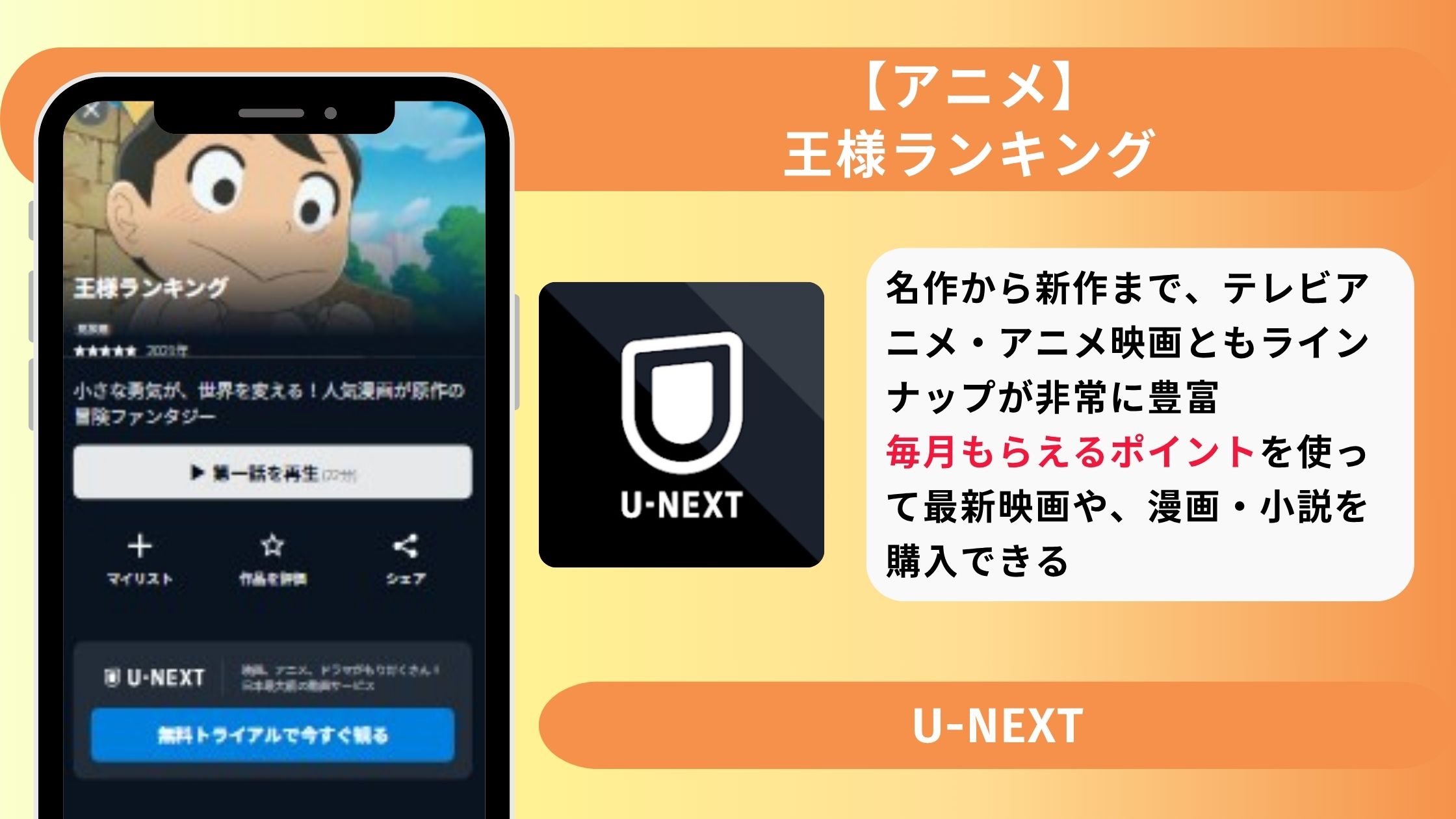 アニメ王様ランキング‐アイキャッチ‐U-NEXT