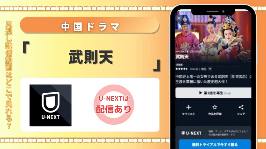 中国ドラマ「武則天」はU-NEXTの無料トライアルで全話見放題視聴できる