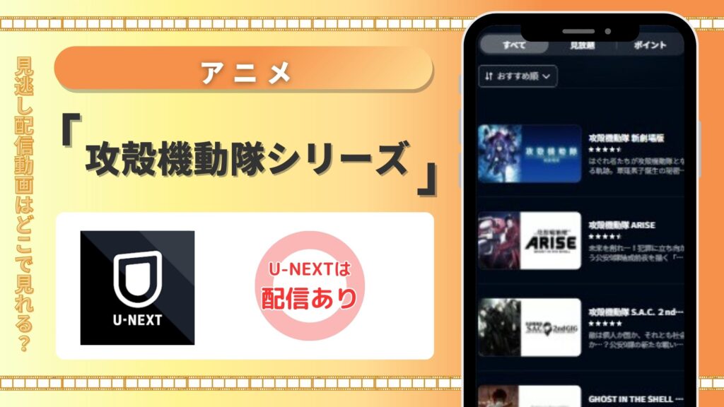 【31日間無料】U-NEXTの見放題でアニメ「攻殻機動隊」シリーズを全話視聴