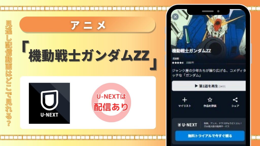 【31日間無料】U-NEXTの見放題でアニメ「機動戦士ガンダムZZ」を全話視聴