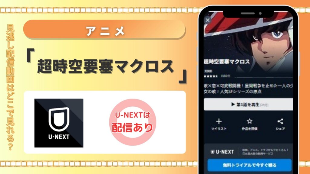 アニメ「超時空要塞マクロス」はU-NEXTの無料トライアルで全話見放題視聴できる