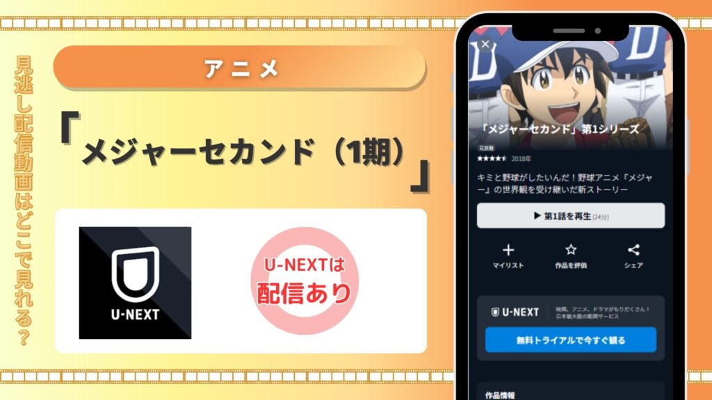 アニメ「メジャーセカンド(1期)」 U-NEXT
