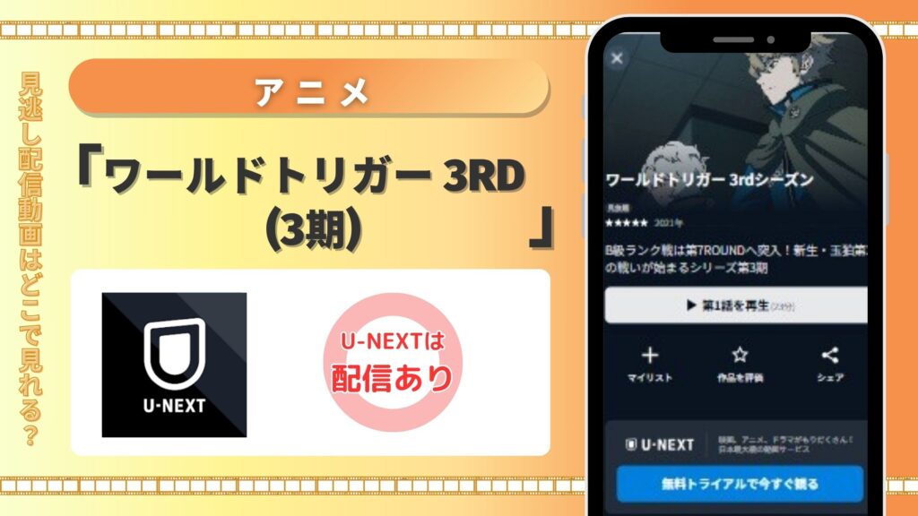 アニメ「ワールドトリガー 3rdシーズン(3期)」はU-NEXTの無料トライアルで全話見放題視聴できる