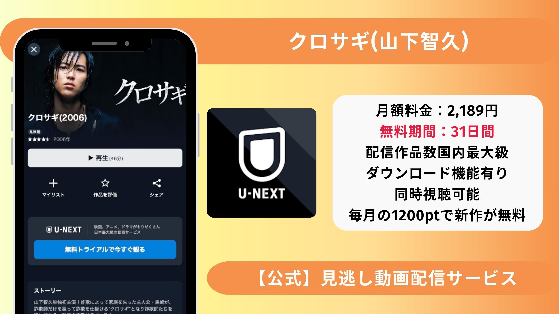 U-NEXT ドラマ クロサギ 山下智久 配信