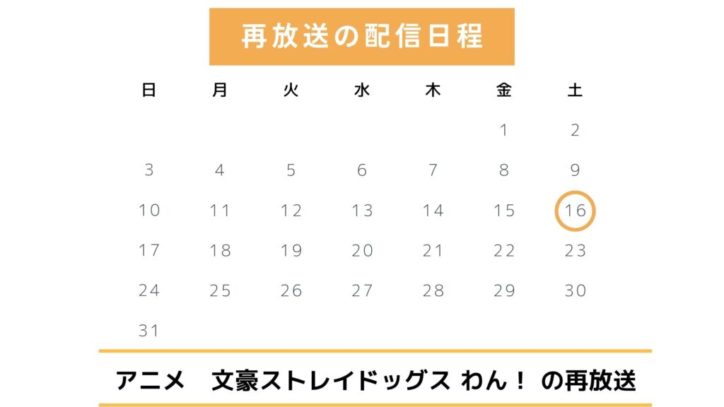 アニメ「文豪ストレイドッグス わん！」地上波での再放送予定（2025年）