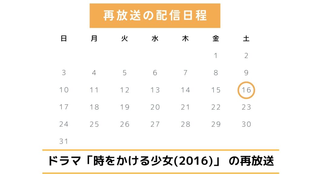 ドラマ「時をかける少女(2016)」のTVer配信予定と最新再放送情報