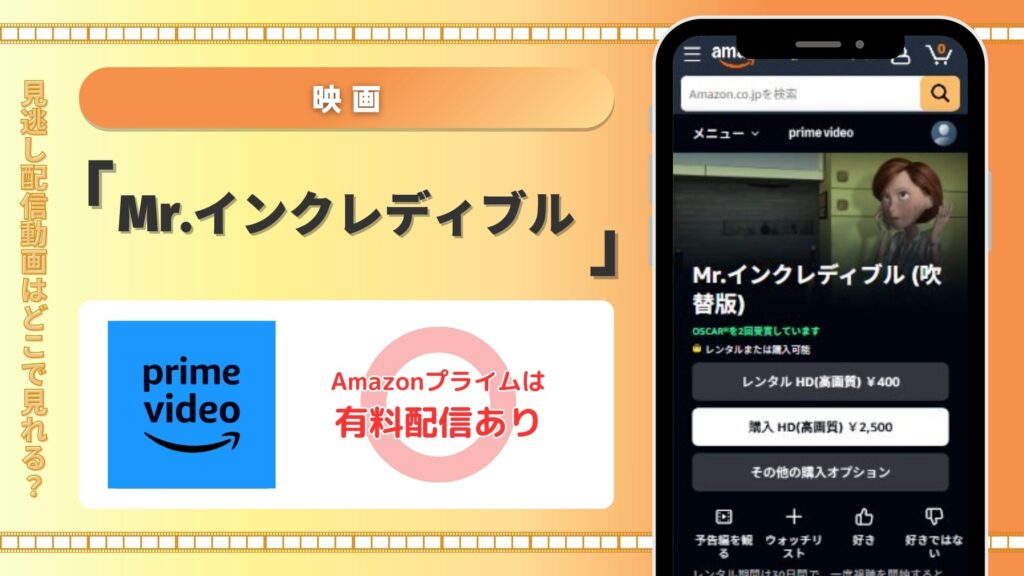 映画「Mr.インクレディブル」はAmazonプライム(アマプラ)でレンタル配信あり!