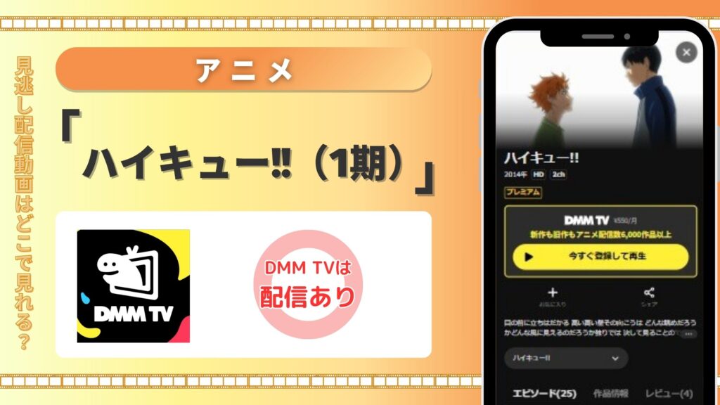 【14日間無料】DMM TVの見放題でアニメ「ハイキュー!!（1期）」を全話視聴