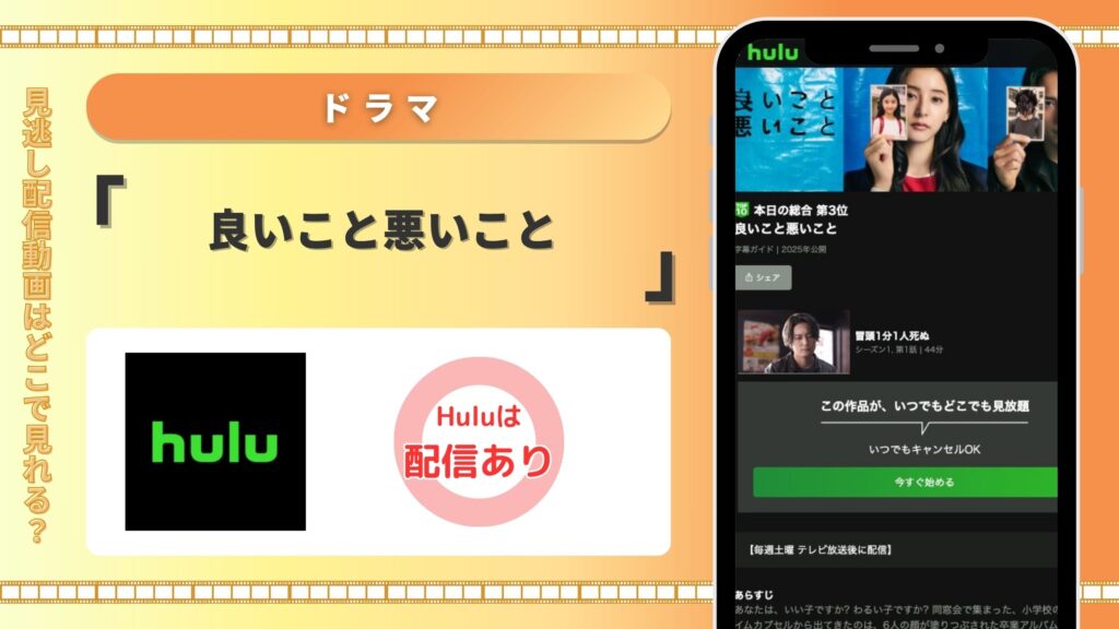 Hulu ドラマ 良いこと悪いこと 見放題