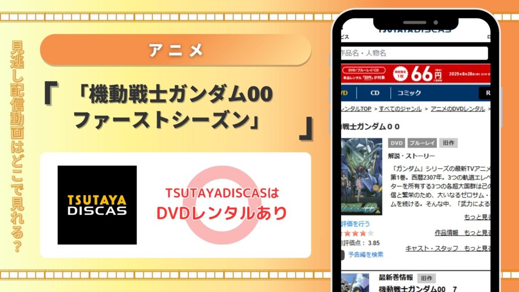 TSUTAYA DISCASのレンタルDVD　アニメ「機動戦士ガンダム00 ファーストシーズン（1期）」