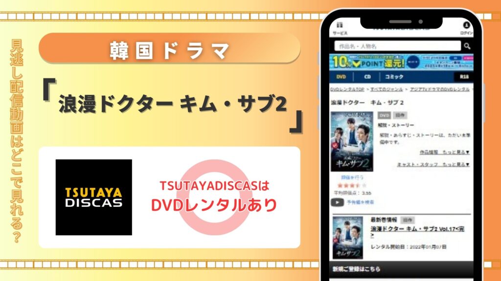 ドラマ「浪漫ドクター キム・サブ2」はTSUTAYADISCASの無料トライアルで見放題視聴可能
