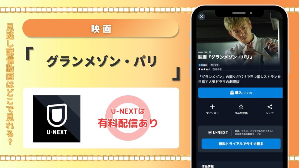 U-NEXT 映画 グランメゾン・パリ 無料視聴
