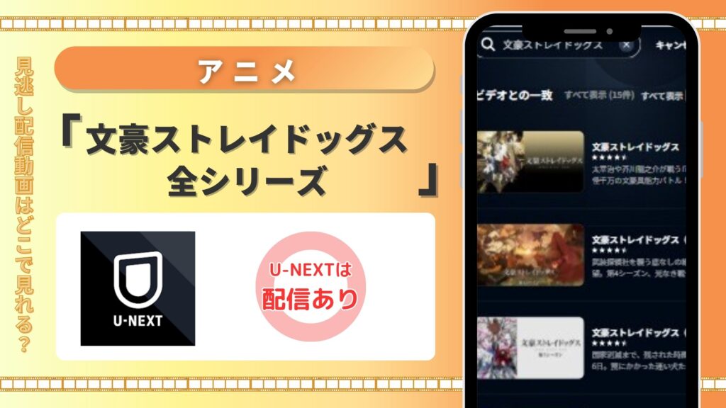 【31日間無料】U-NEXTの見放題でアニメ「文豪ストレイドッグス」シリーズを全話視聴