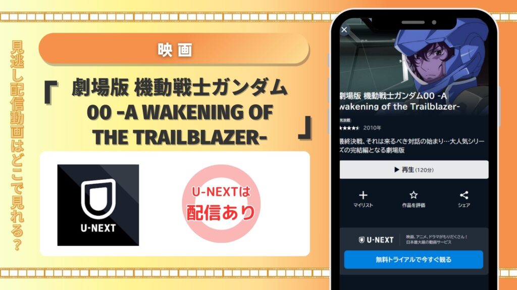 映画「劇場版 機動戦士ガンダム00 -A wakening of the Trailblazer-」　U-NEXT