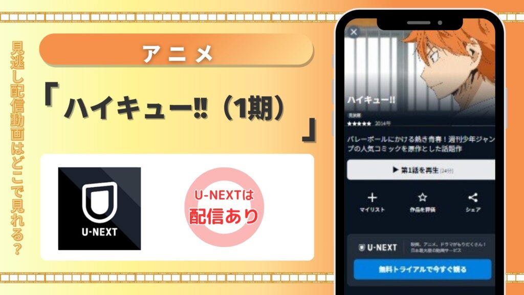 【31日間無料】U-NEXTの見放題でアニメ「ハイキュー!!（1期）」を全話視聴