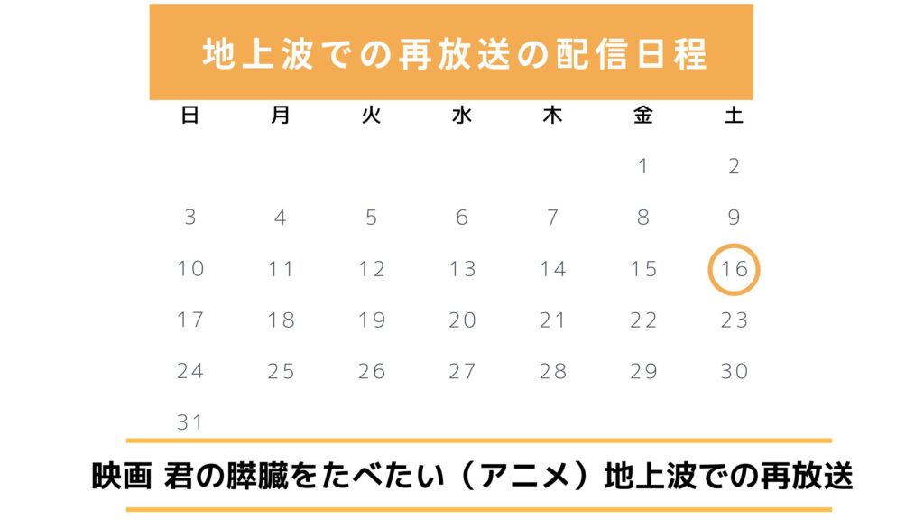 君の膵臓をたべたい‐映画‐再放送予定