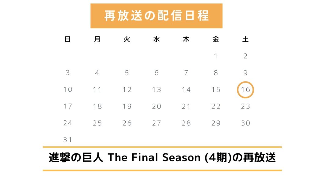 【2025年最新版】アニメ「進撃の巨人 The Final Season(4期)」の地上波再放送はいつ?