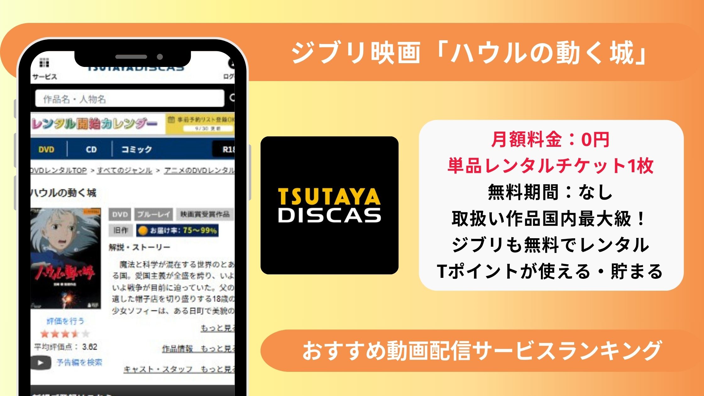 ジブリ映画　ハウルの動く城　TSUTAYADISCAS