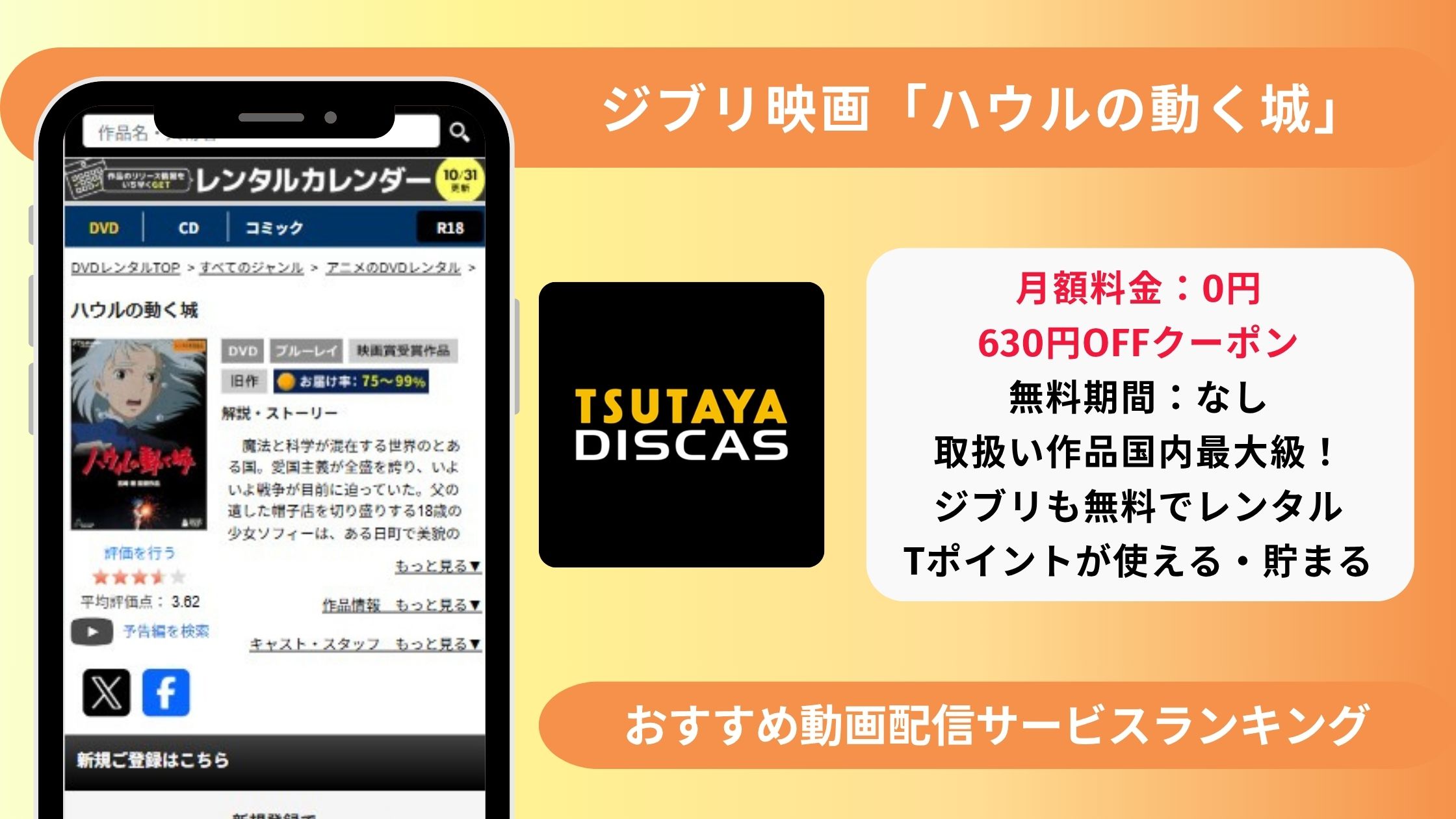 ジブリ映画　ハウルの動く城　TSUTAYADISCAS