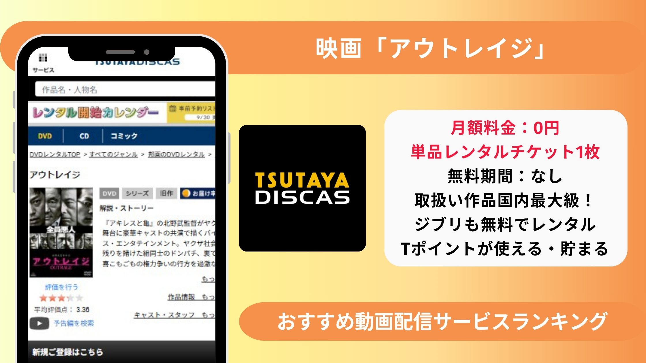 アウトレイジ配信TSUTAYADISCAS