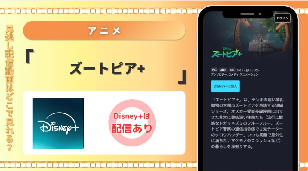 ディズニープラス アニメ ズートピア+ 配信