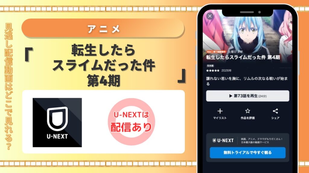 U-NEXT アニメ 転生したらスライムだった件 第4期 見放題配信