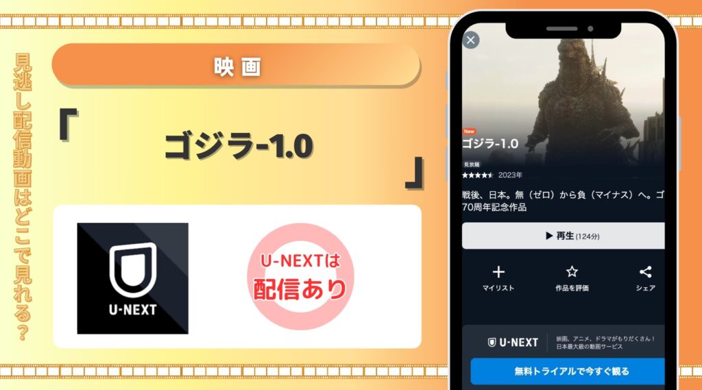 U-NEXT 映画 ゴジラ-1.0 見放題配信