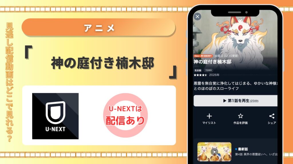 U-NEXT アニメ神の庭付き楠木邸 見放題配信